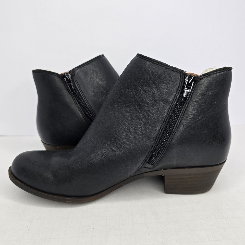 Lucky Brand Banterr2 Ankle Boots Womens Size 7.5 M Black Leather‎ Side Zip Shoes - Picture 6 of 12